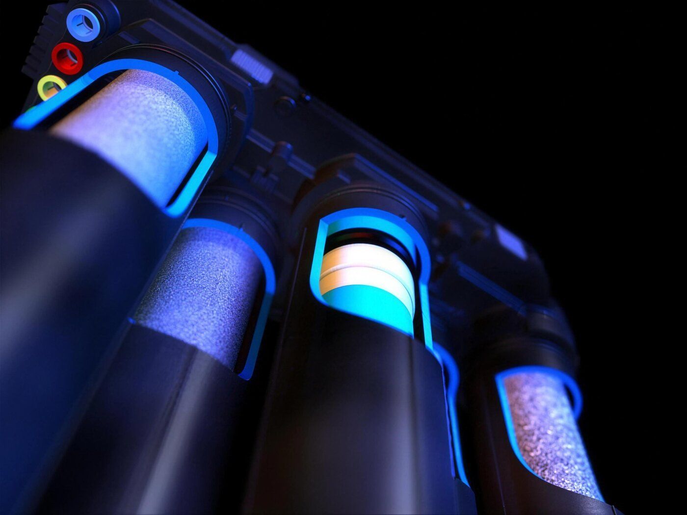 K5 filter cartridges lit in blue